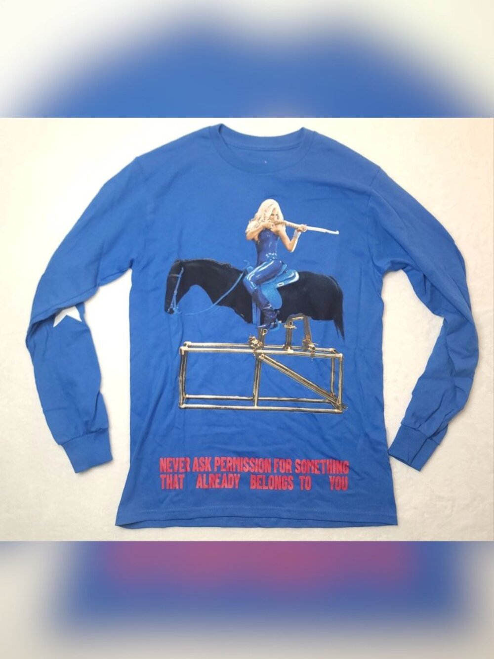 Beyonce Cowboy Carter 2025 Tour Merch American Requiem Long Sleeve Sz Small Blue